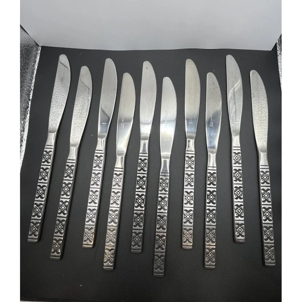 Set Of 10 Ekco Eterna‎ Montalo MCM Stainless Steel Flatware Dinner Knives Japan